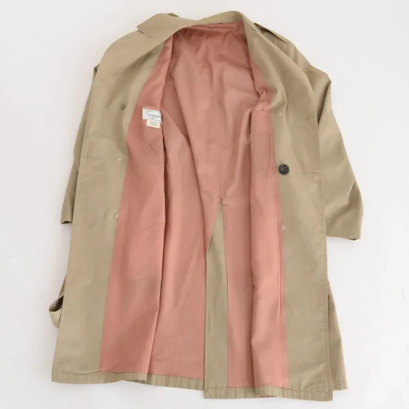 Vintage  Simpsons "The Store for Men" Cotton Blend Tan Trench Coat - Picture 6 of 15
